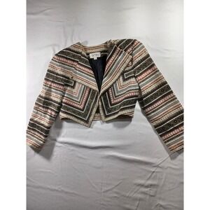 Bob Mackie Collection II Women's Brown Aztec Cropped Jacket Size 8